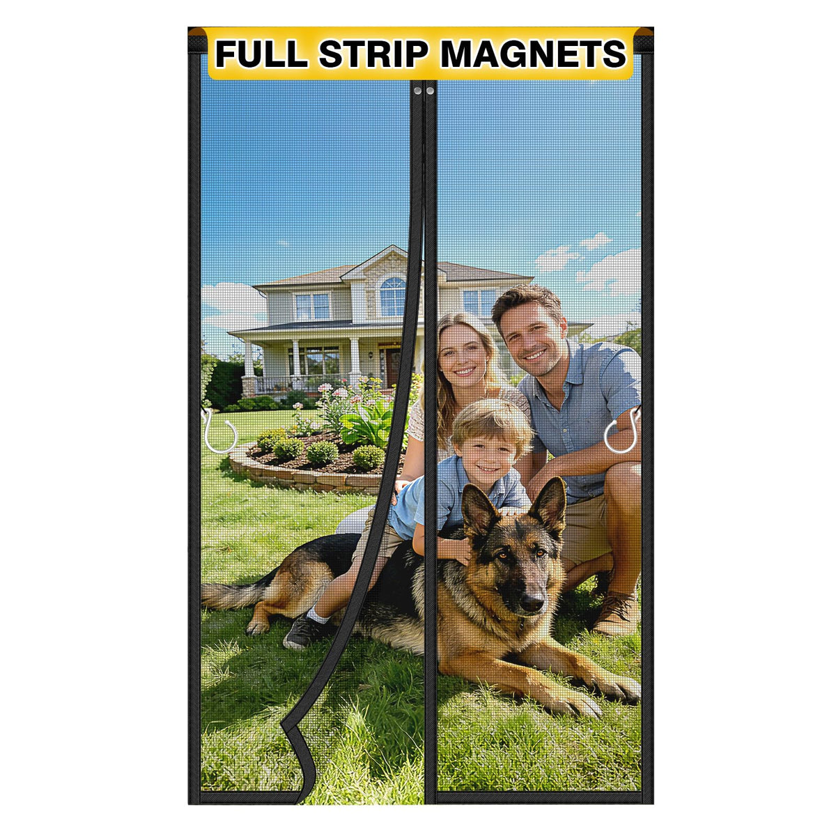 HOFUDON upgraded magnetic screen door with full-strip magnets for fast auto-close