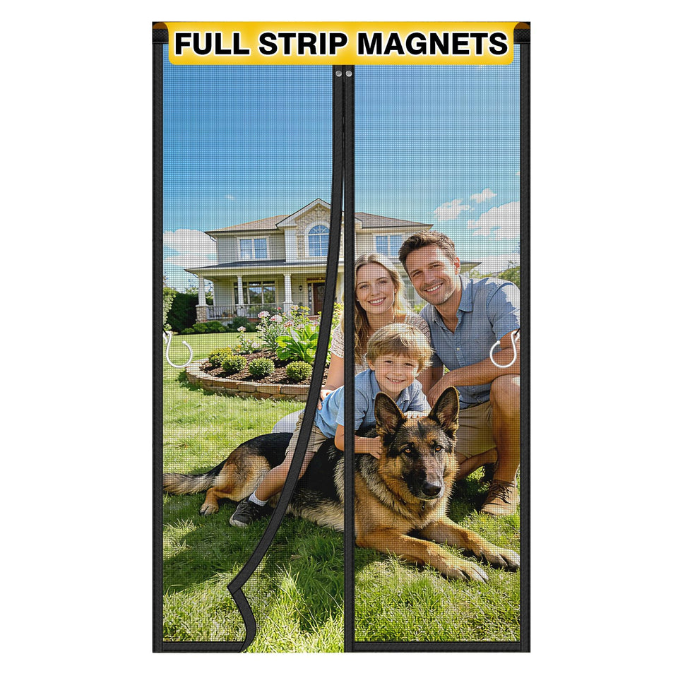 HOFUDON upgraded magnetic screen door with full-strip magnets for fast auto-close