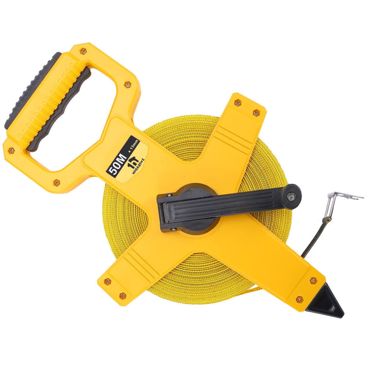 HOGARSWE reel view with rugged yellow ABS shell for durable field use.