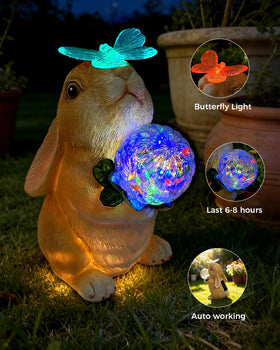 Hogni hand-painted bunny statue adds vintage charm to garden