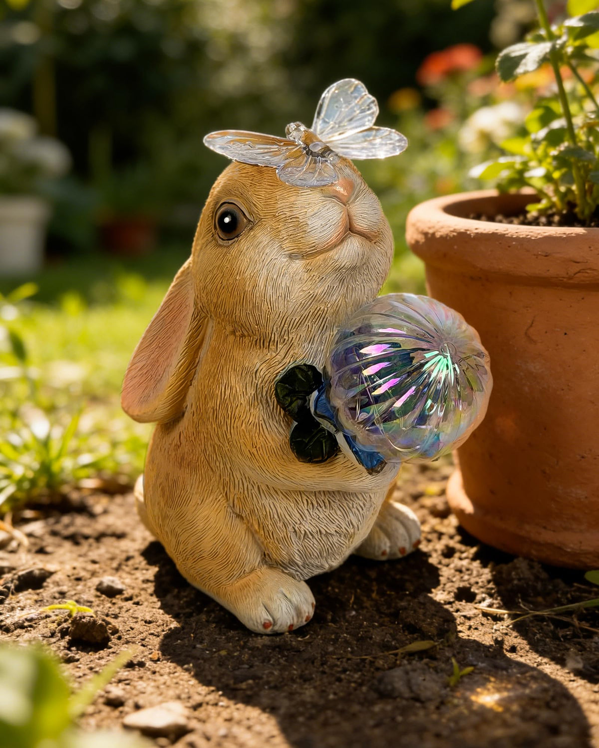 Hogni solar bunny light enhances patios with durable, weatherproof resin