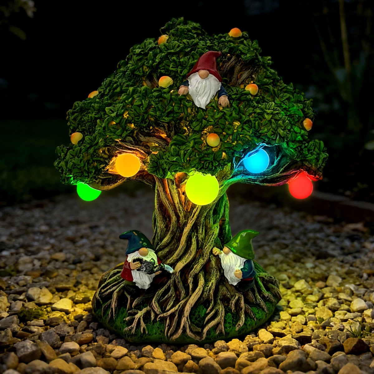Hogni solar outdoor garden gnome light illuminates evening pathways