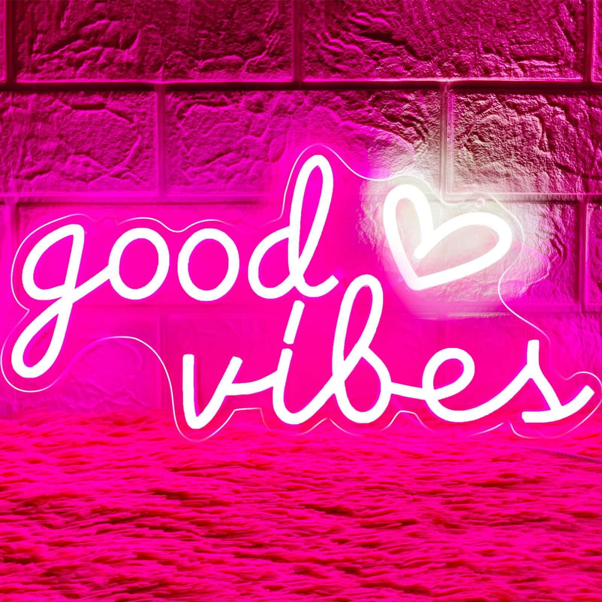 HOHOSIGN Good Vibes neon sign with pink heart lights up bedrooms with cozy glow