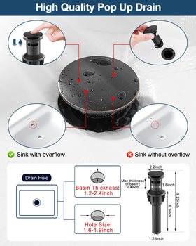 HOIGY base plate fits 1-3 hole basins for flexible installation.
