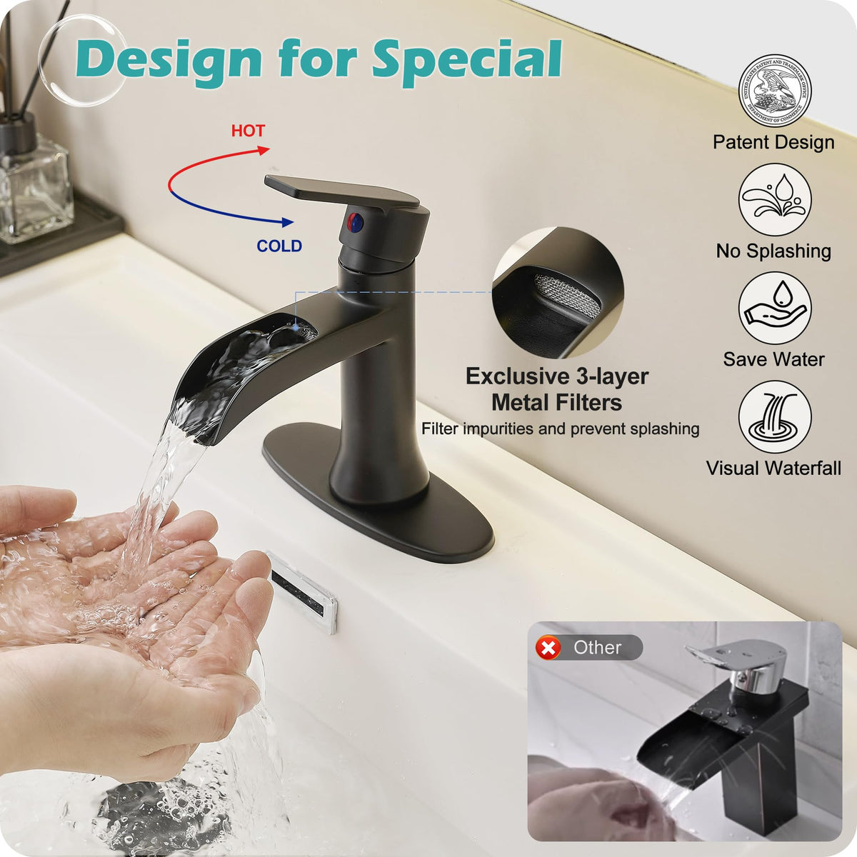 HOIGY single-handle bathroom faucet simplifies temperature and flow adjustments daily.