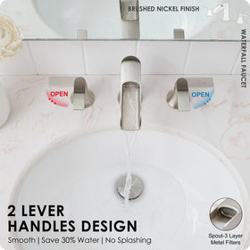 HOIGY brushed nickel faucet dual handles for simple temperature control