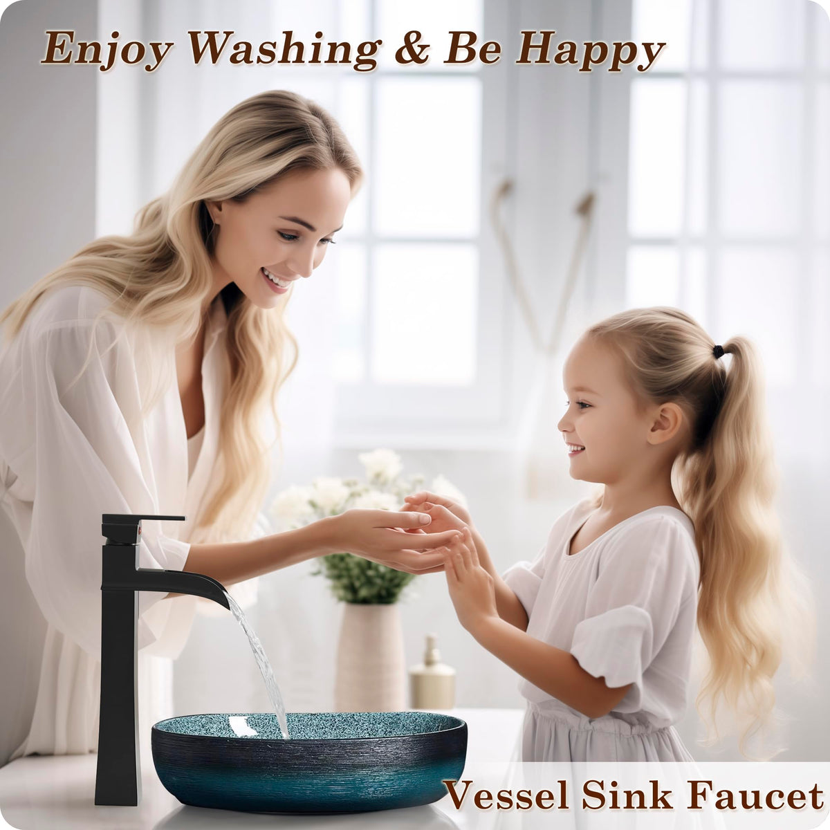 HOIGY faucet close-up in black brass finish highlights durable material.
