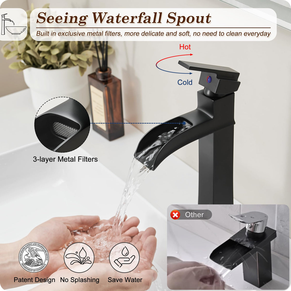 HOIGY faucet handle action demonstrating effortless single-handle temperature control.