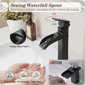 HOIGY faucet handle action demonstrating effortless single-handle temperature control.