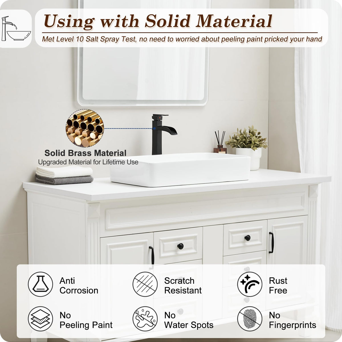 HOIGY faucet installation view showing 1-hole basin compatibility and modern design.