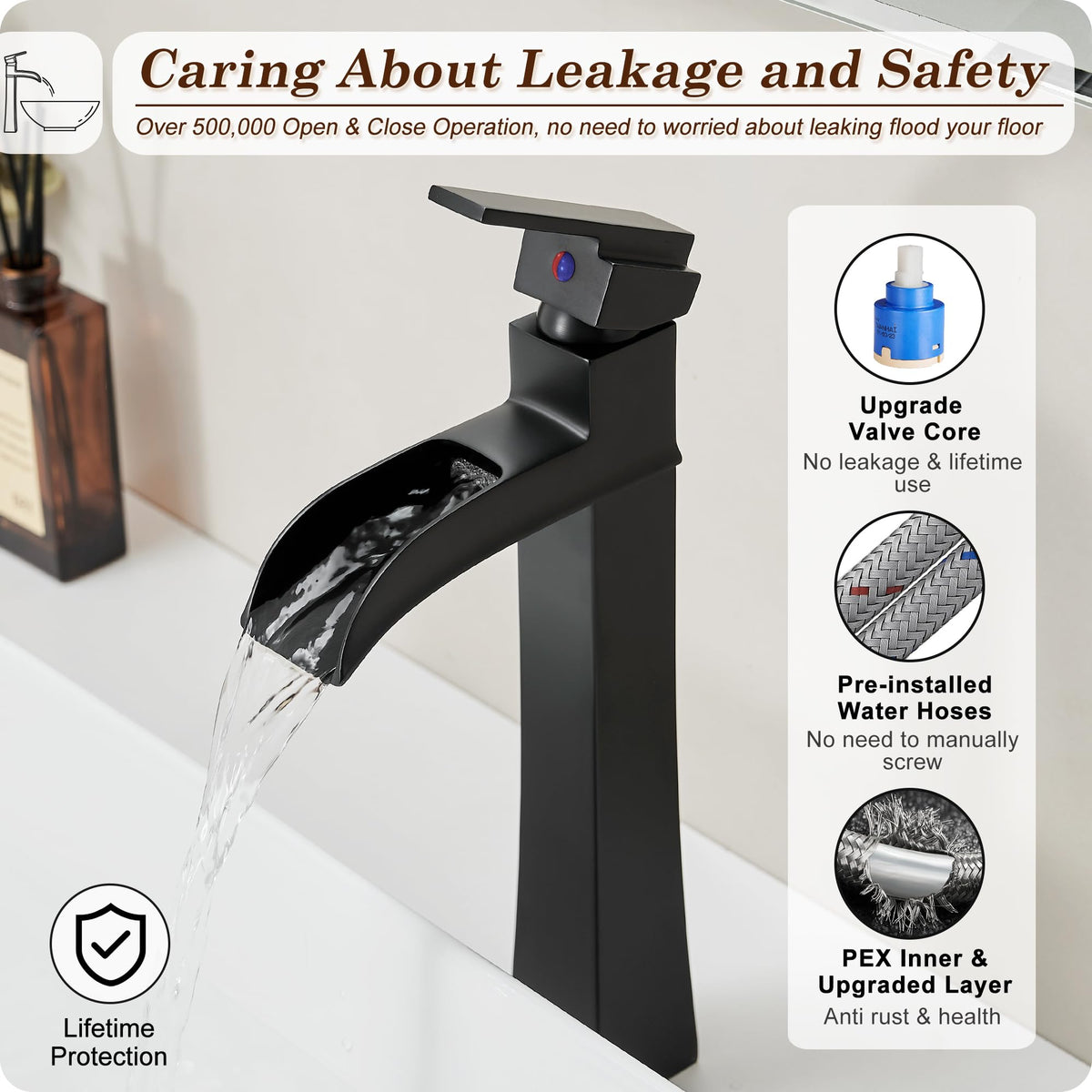 HOIGY pop-up drain included with anti-clogging filter for reliable drainage.