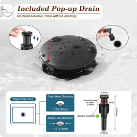 HOIGY waterfall spout feature creating dense, soft water flow for vessel sinks.