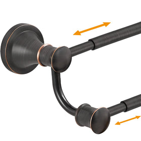 Hoimpro adjustable towel bar extended to 27 inches for flexible bath storage.