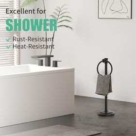 Hoimpro free-standing towel holder demonstrated on a kitchen counter.