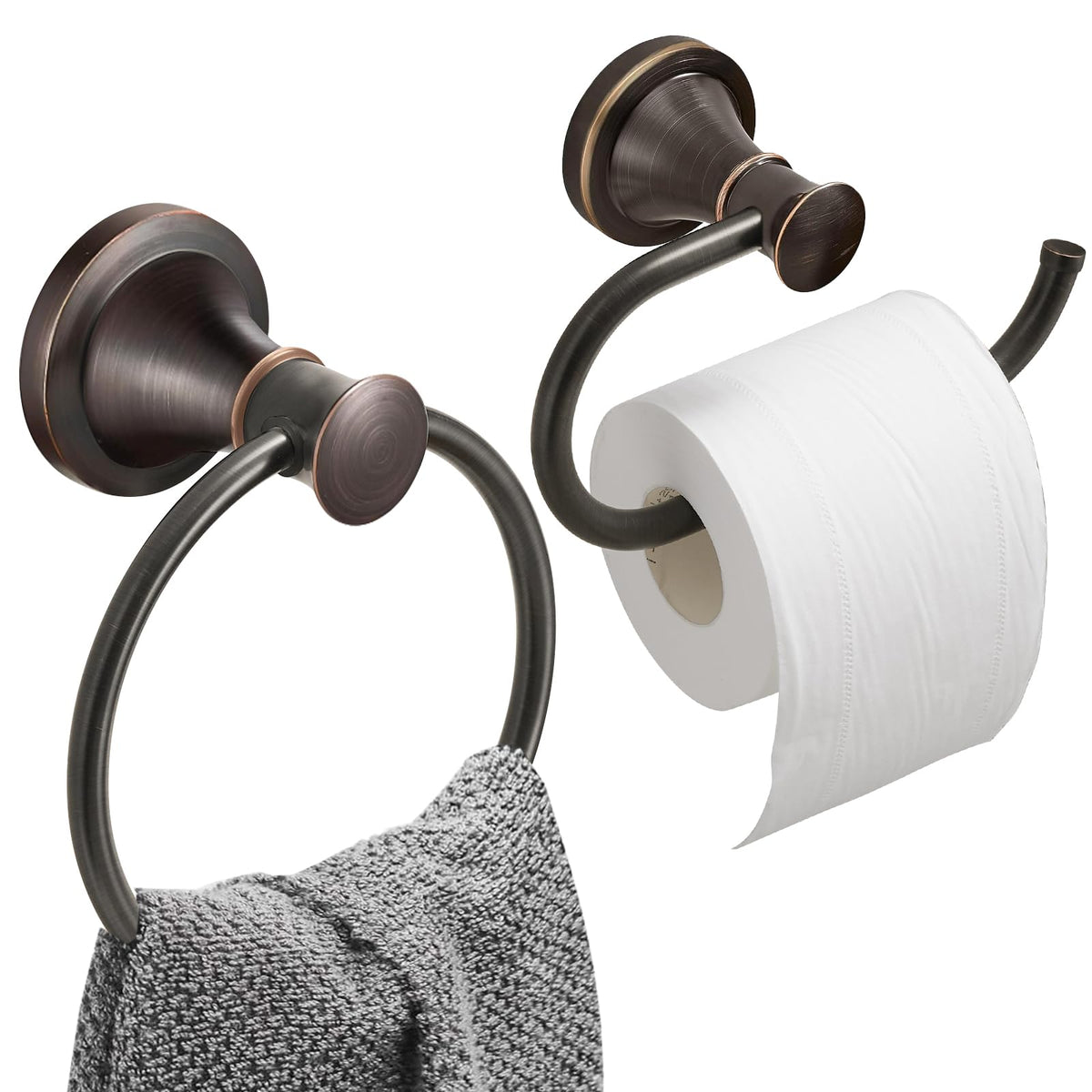 Hoimpro oil rubbed bronze towel ring for sleek bathroom organization.