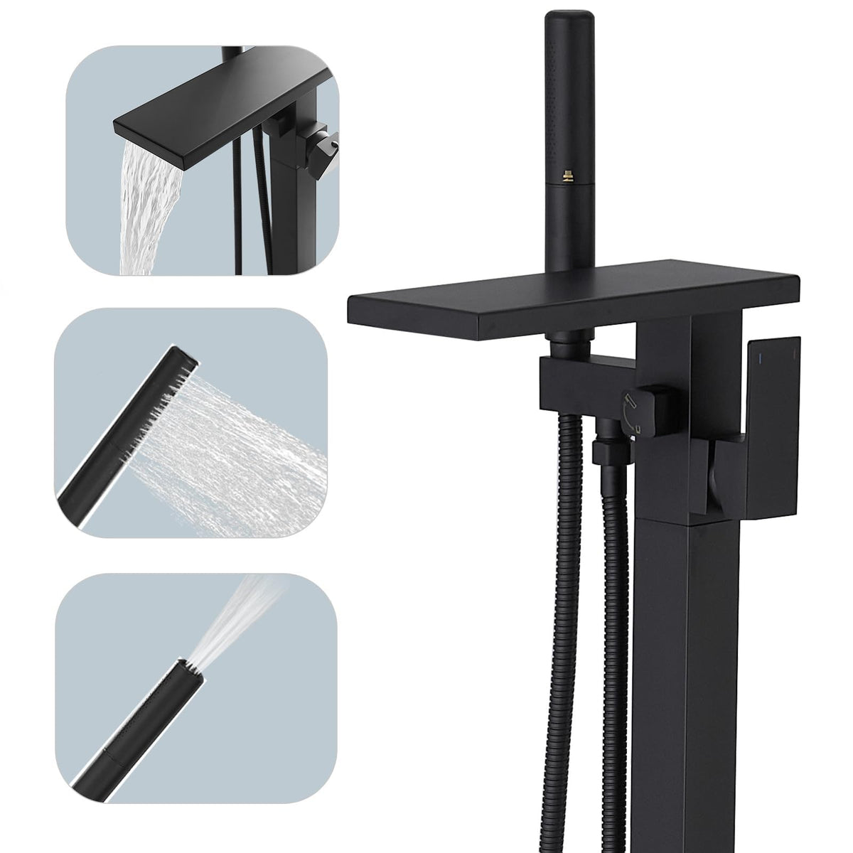 Hoimpro tub filler with waterfall spout for smooth bath filling