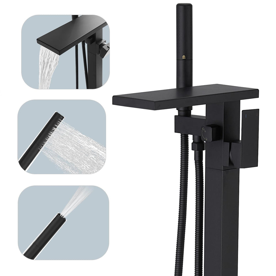 Hoimpro tub filler with waterfall spout for smooth bath filling