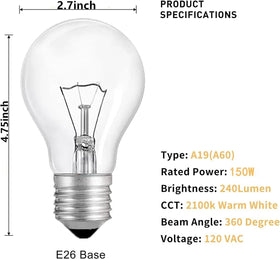 Hoimuv A19 rough-service bulb in crystal-clear glass for bright task lighting