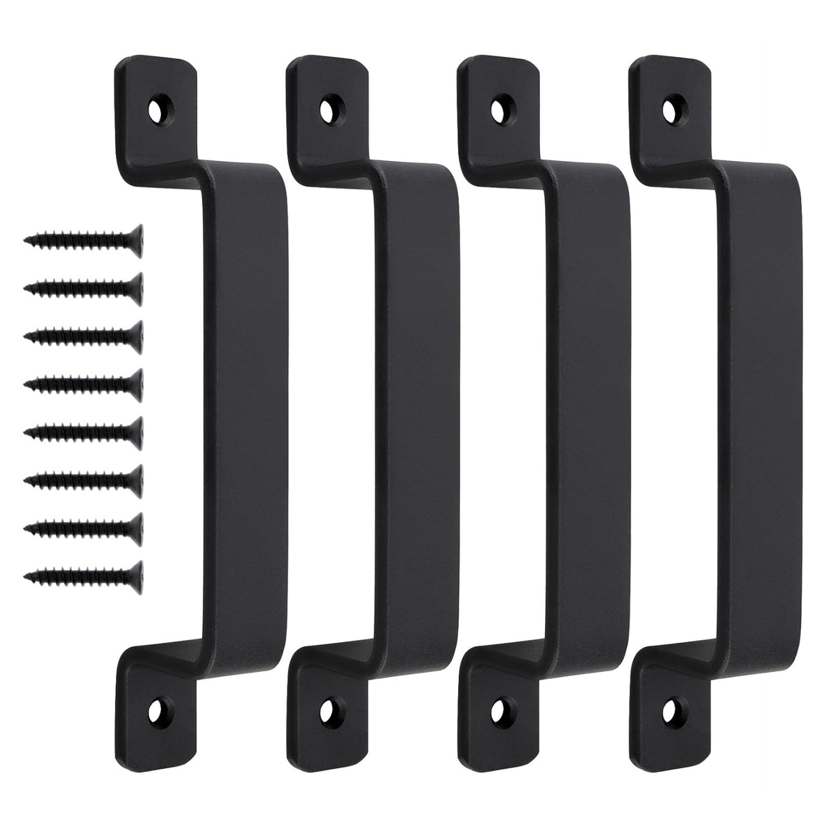 HOJLKLD barn door handle front view in matte black for modern doors