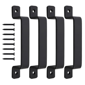 HOJLKLD barn door handle front view in matte black for modern doors