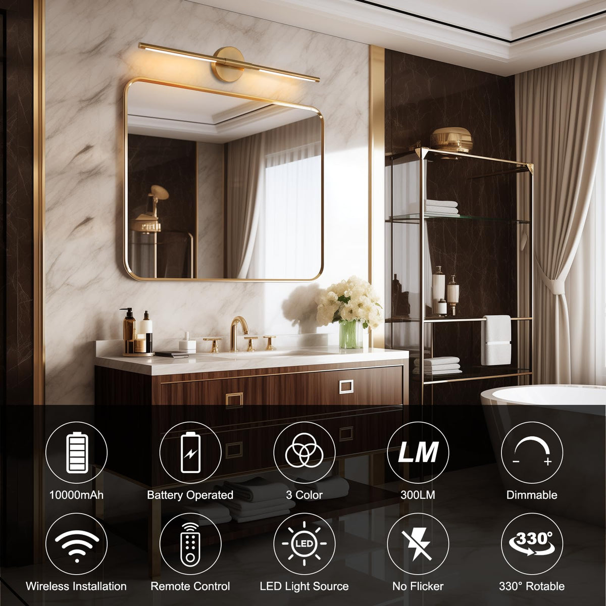 HOJOYRI wireless wall sconce gold living room decor highlighting modern style