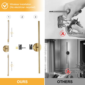 HOJOYRI wireless wall sconce gold remote range close up showing 16 feet control