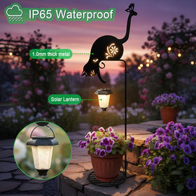 Hokfirm black cat garden decor adds whimsical charm while providing ambient lighting.