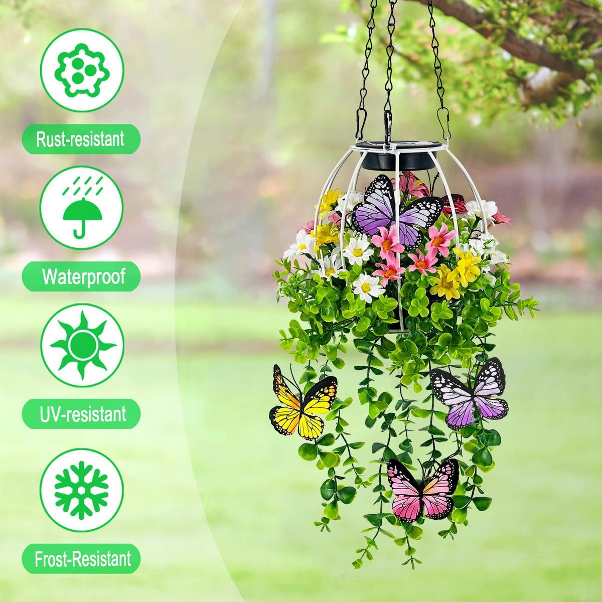 Hokfirm solar lantern flowers danglers brighten patios for festive outdoor moments.