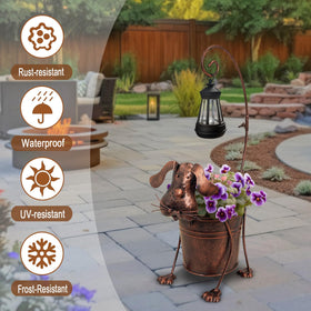Hokfirm solar lights outdoor planter base highlights plants with ambient yard lighting.