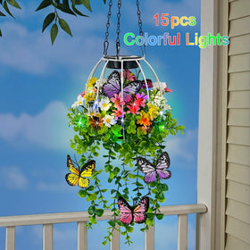 Hokfirm tree-hanging lantern setup adds yard visual interest.