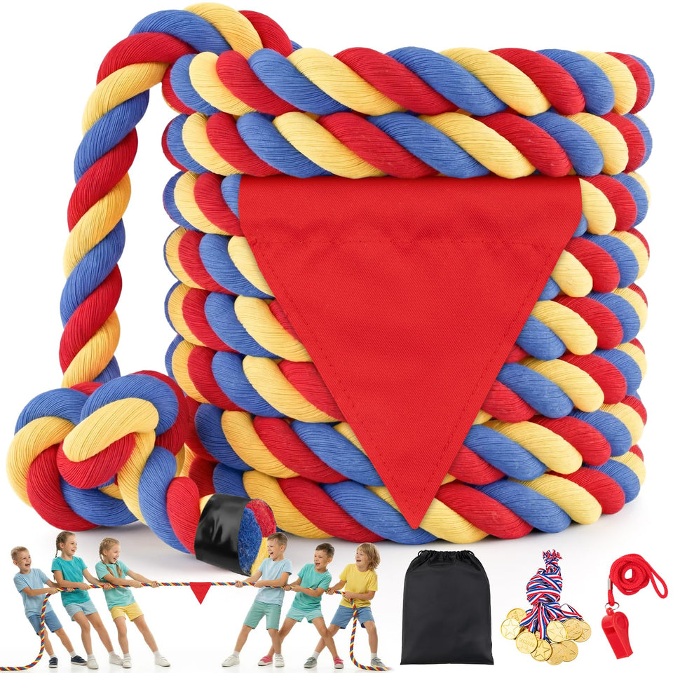 HOKINETY tug of war rope 20ft natural cotton, ideal for outdoor team games