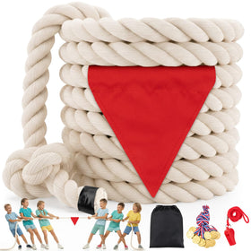 HOKINETY Tug of War Rope 20ft, soft cotton, ideal for family field days.