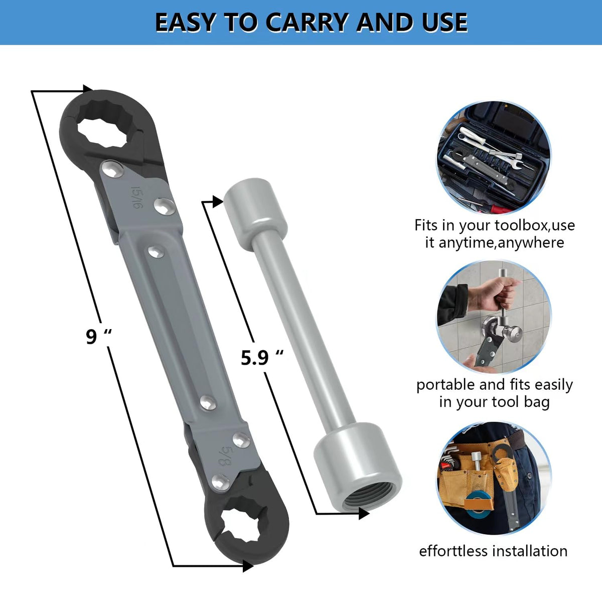 Holdly dual-action mechanism highlighted for improved grip and torque control.