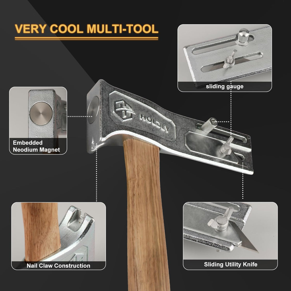 Holdly Roofing Hammer ash wood handle provides comfortable shock absorption during long sessions
