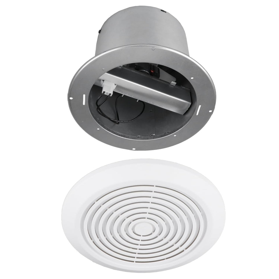 Holdly V2262-50 front view of the 7-inch exhaust fan for compact bathrooms