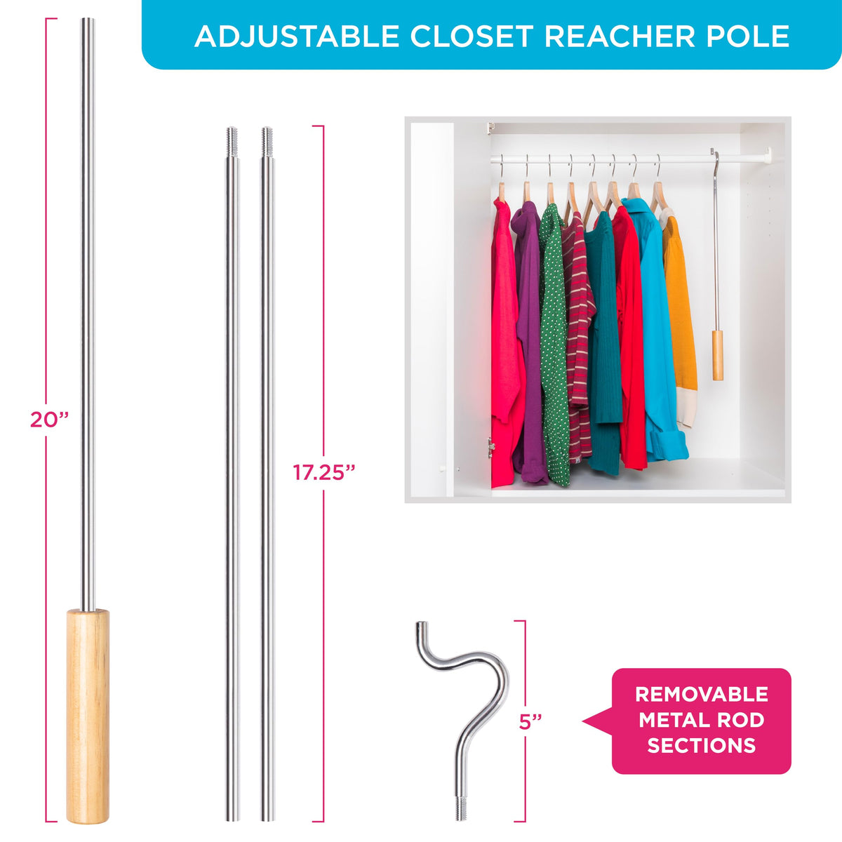 HOLDN STORAGE easy-grip wooden handle improves control and comfort