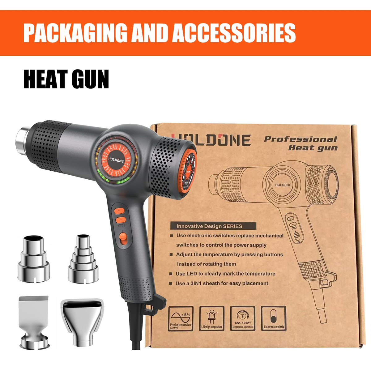 Holdone heat gun used for shrink wrap on car film projects.
