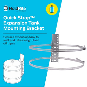 HoldRite QuickStrap support straps keep expansion tanks stable and reduce pipe strain.