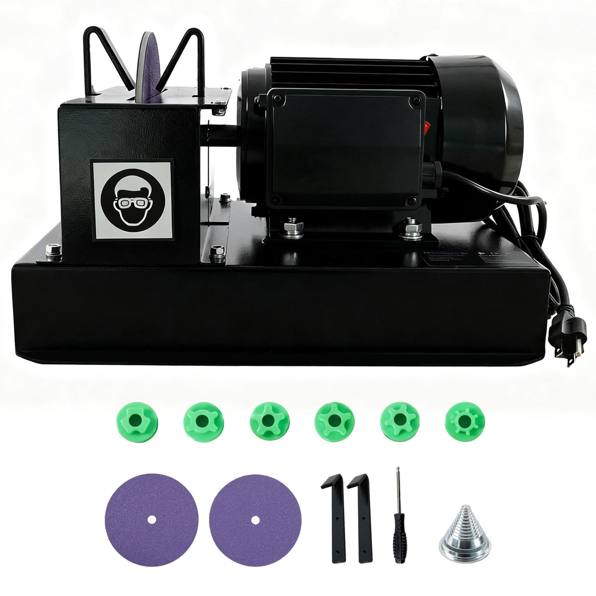 Holdwell S blade sharpener front view for precise mower blade sharpening.