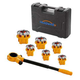 Holdwell S ratchet threader handle with secure grip for easy threading.