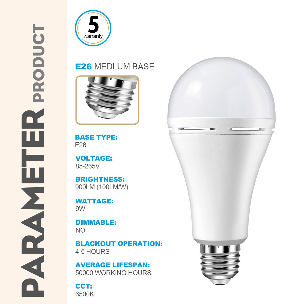 Holdwill emergency LED bulb powering a dark room during outage.