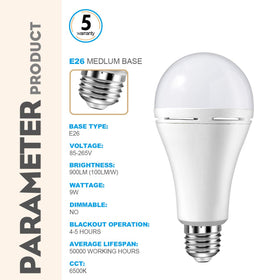 Holdwill emergency LED bulb powering a dark room during outage.