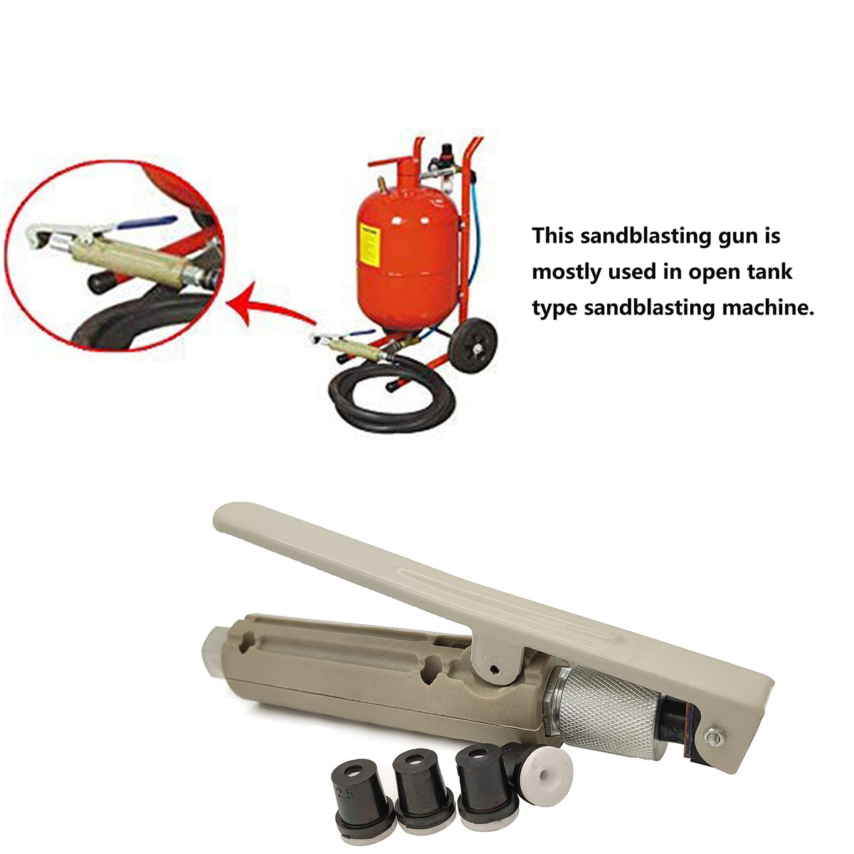 Holdwin sandblaster gun removes rust and stains from metal surfaces.