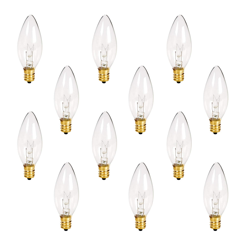 Holiday Joy C26 crystal-clear torpedo-tip bulb for elegant chandeliers and window candles