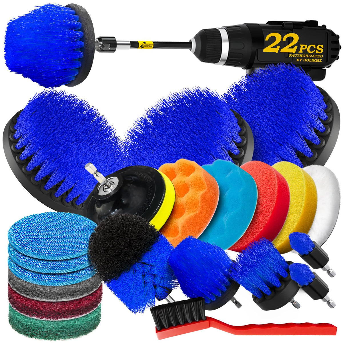 Holikme 22Pack drill brush attachments set for versatile cleaning tasks