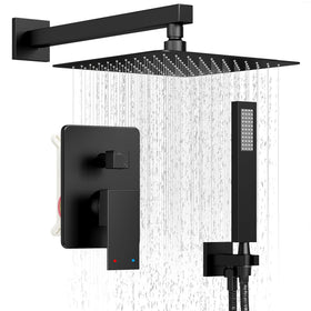 HoliSpa Black Shower System with 10-inch rain head delivers powerful showers at home