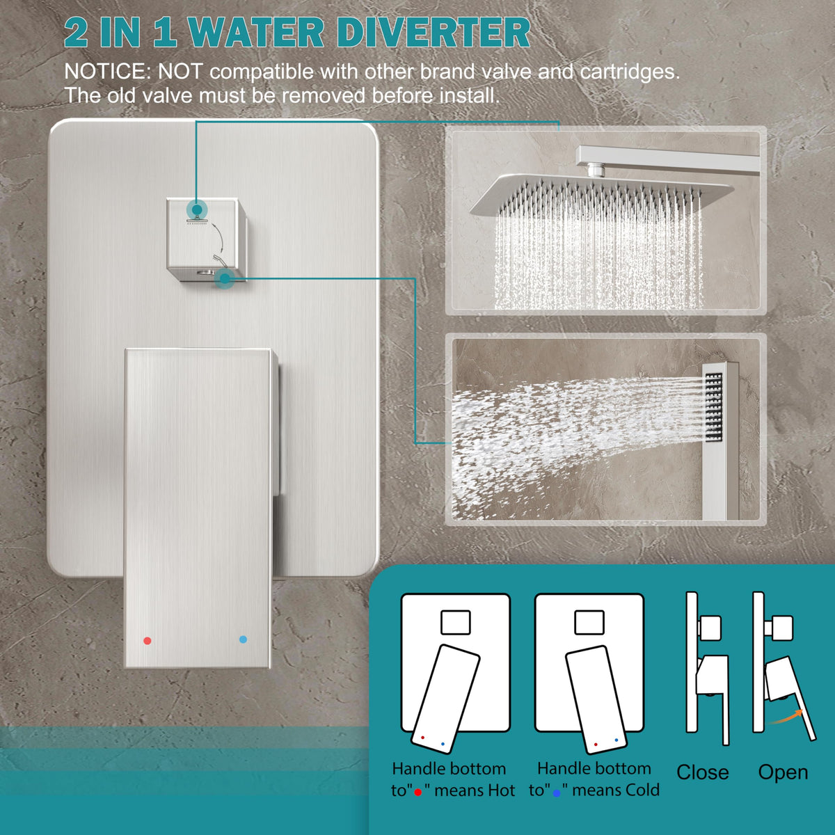 HoliSpa brushed-nickel shower-holder keeps handheld within reach