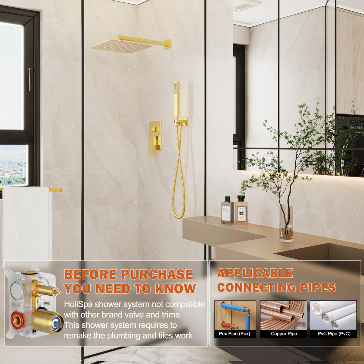 HoliSpa Gold Shower System handheld spray for versatile cleaning and rinsing