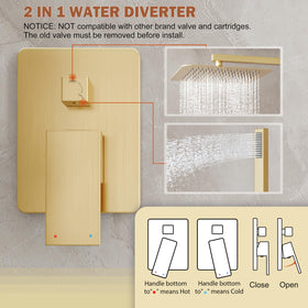 HoliSpa Gold Shower System shower arm with wide reach
