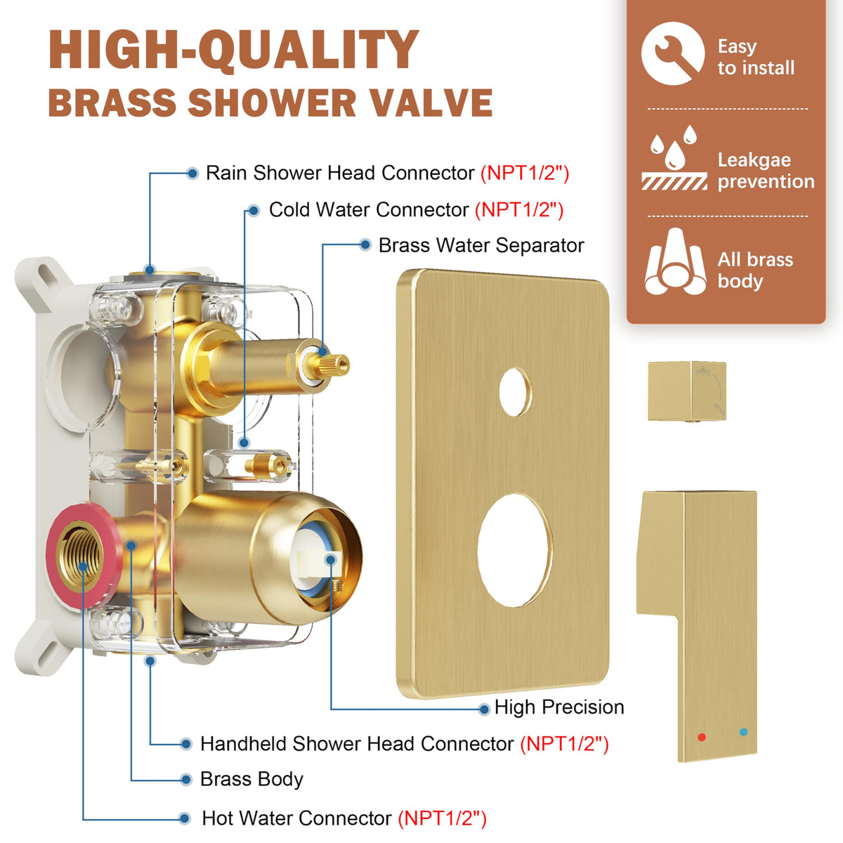 HoliSpa Gold Shower System shower hose for flexible installation